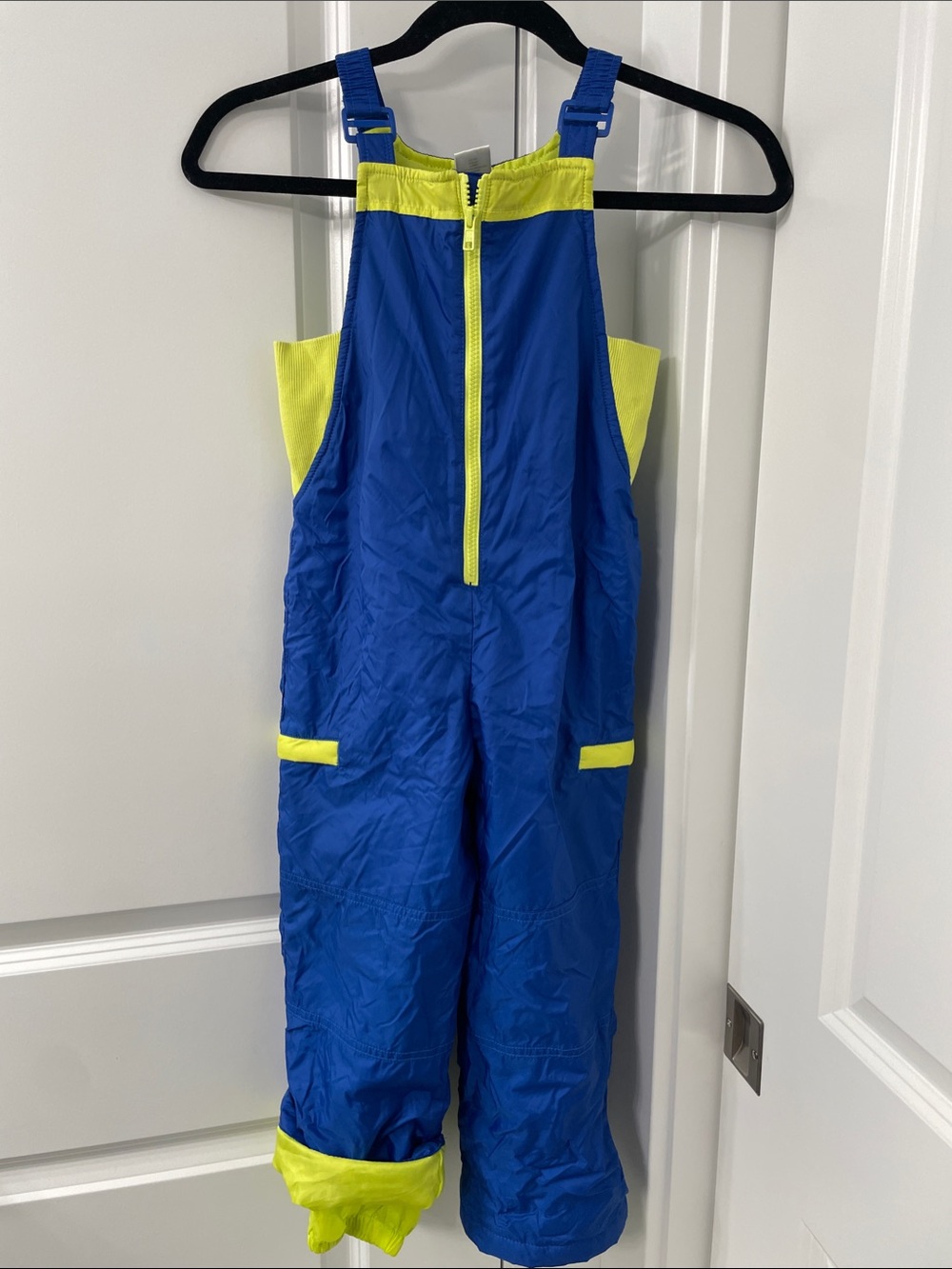 Gymboree Blue and Neon Yellow Kids Snow Overalls